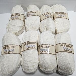 Lot Of 8 Patons Shetland Chunky Wool Blend yarn 3.5 oz. White